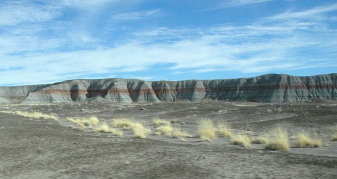 Drive-by picture of rock layers on Highway 191 in Eastern Arizona.