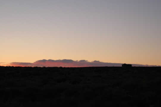 Small building at sunset near Monument Valley.