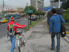 Also not cool was that after we went across town, they did not have bikes with racks, even though they said they did. Here, a dude from the bicycle foundation takes us to another shop he thinks might have bikes with racks.