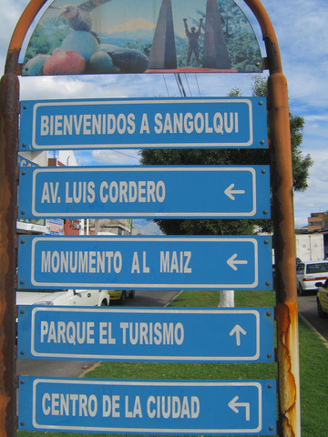 End of the first day: Sangolqui, about 20 miles south of Quito. Not in the guidebook, but a nice town.