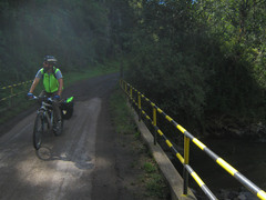 The roads varied in altitude and wetness.  Here we are at the bottom of a ravine near a river, so it was quite damp.