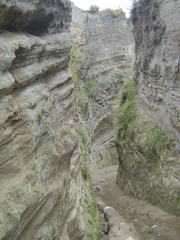 Canyon leading from the edge of the Lake Quilotoa crater.