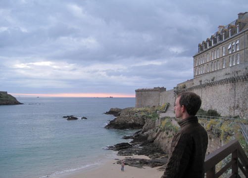 Staring at the sea outside the walls of St. Malo.