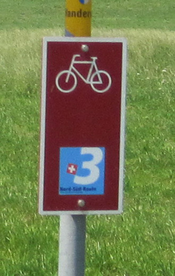 Bike sign for Swiss National Bike Route #3.