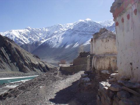 Stupas behind the Alchi Gompa, Ladakh.