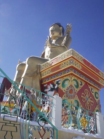 The giant gold buddha at the Likir gompa.