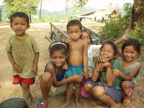 Children in the village of Pa'am, Attapeu province.