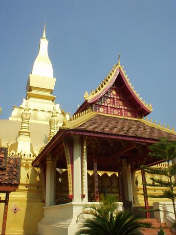 The Luang Stupa, built in 1566, is probably the main monument of Laos, and features prominently on stamps and currency.