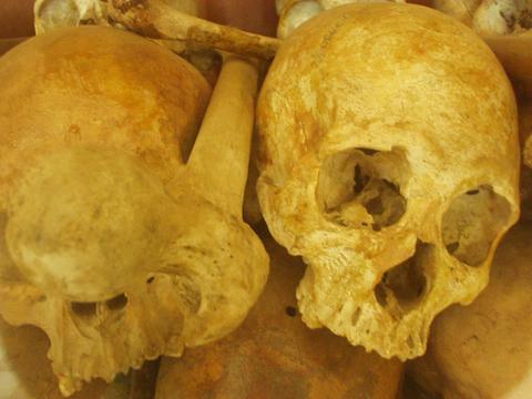 Skulls of those killed by the Khmer Rouge, S-21 concentration camp, Phenom Penh.