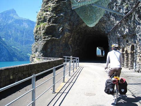 Switzerland produced the greatest feats of bicycle-path engineering that we experienced.