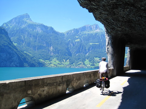 The views provided by the road around Lake Lucerne are jaw-dropping.  It was often a bit of a challenge to stay focused on the bike path when, just a few feet away, there was a steep drop into the crystal-blue lake.