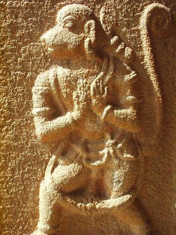 Image of Hanuman, the money god, at Vittala Temple, Hampi.