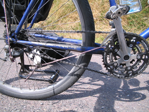 The drivetrain after the chain was shortened by Russian auto mechanics.