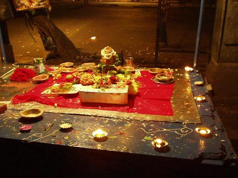 Diwali decorated booth.