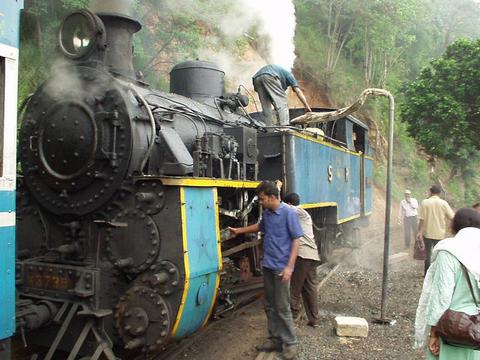 The locomotive of the Ooty miniature train.